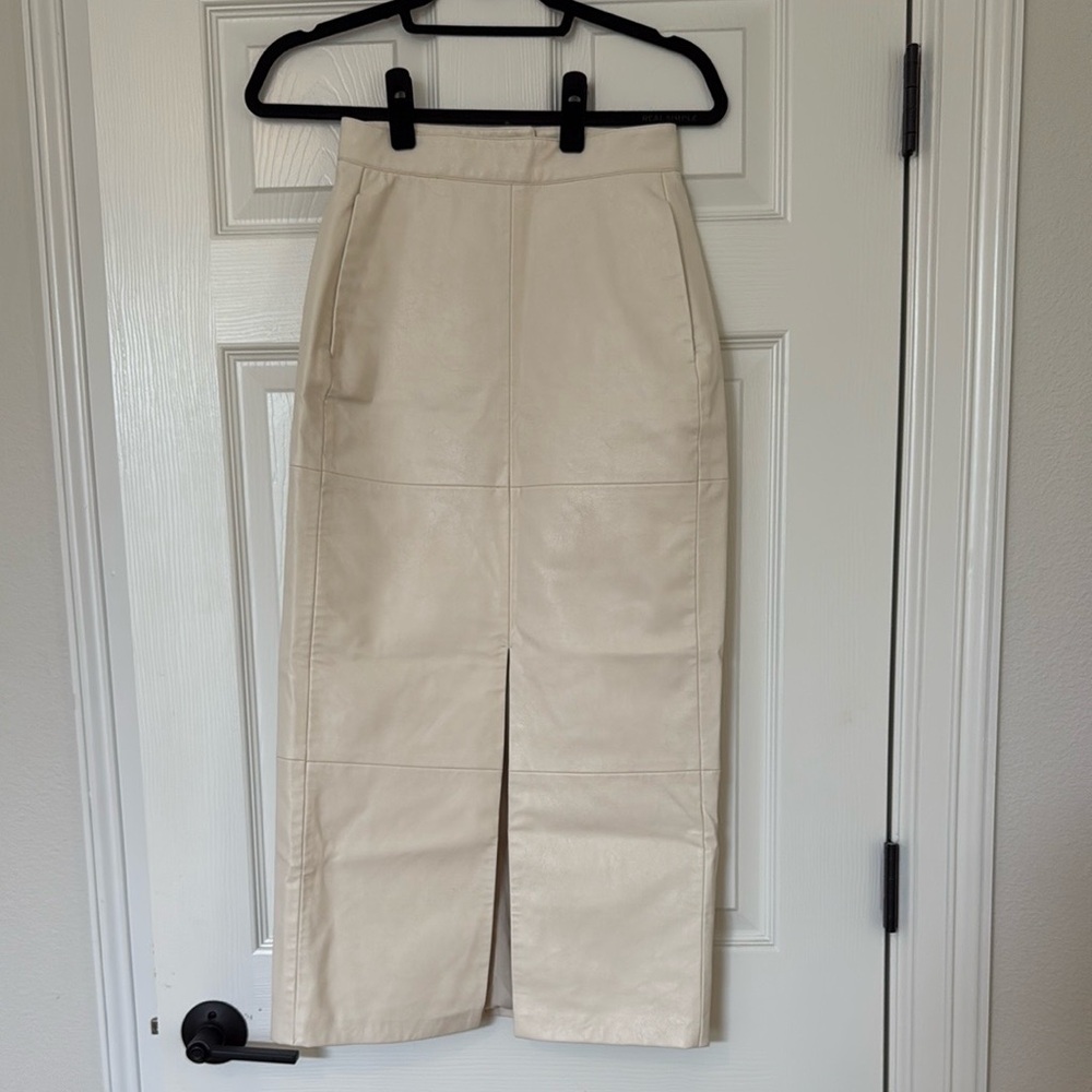 H&M Cream Leather Pencil Skirt